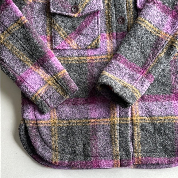 Peak Performance Plaid Gray, Pink, Purple Kelly Shirt Jacket Wool Shacket - Picture 4 of 16